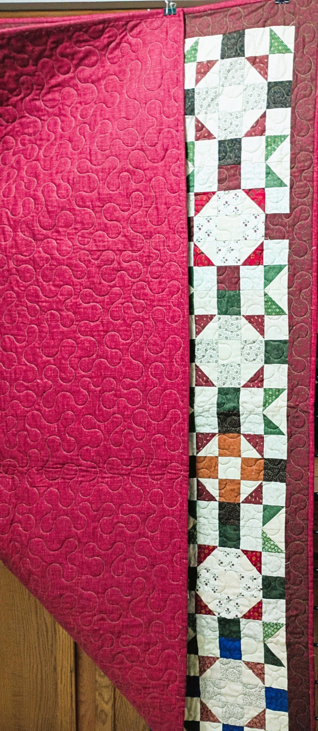 Civil War Reproduction Throw Quilt - Handcrafted Scrappy Heirloom in Burgundy & Navy