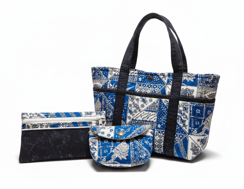 Enhanced Blue Bandana Tote Package - Studio Shot