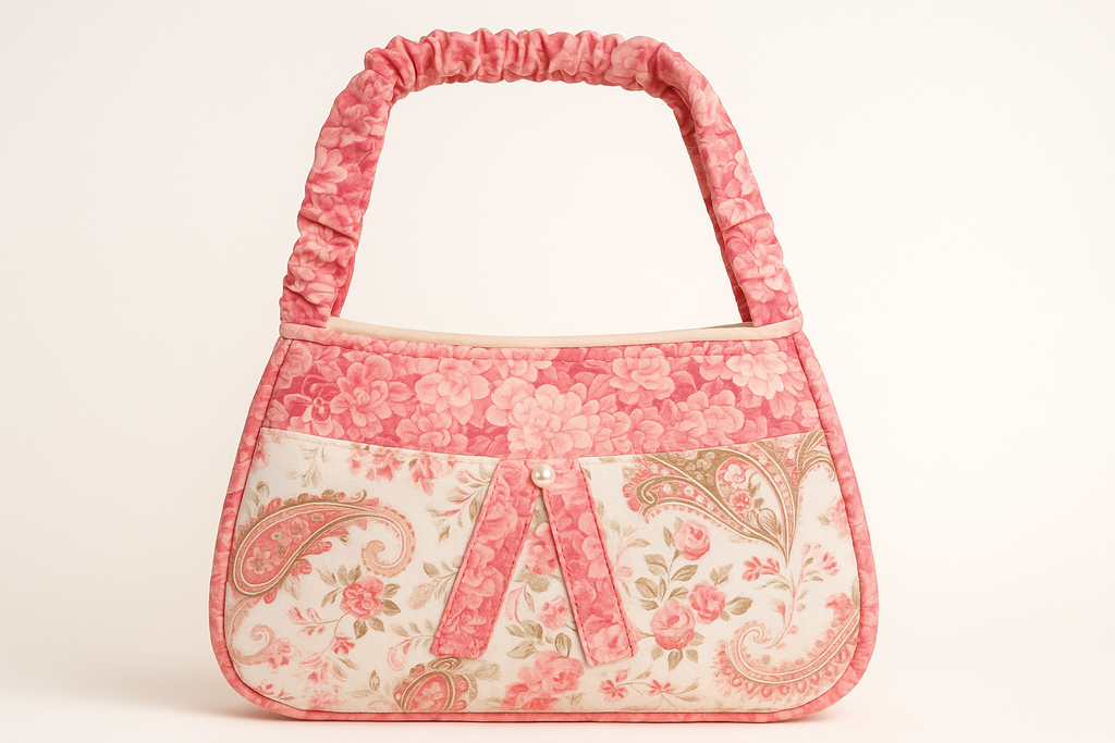 Enhanced Front View - Coral Bloom Handbag Original