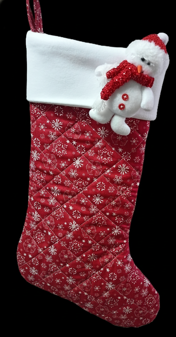 Enhanced Red Snowman Stocking