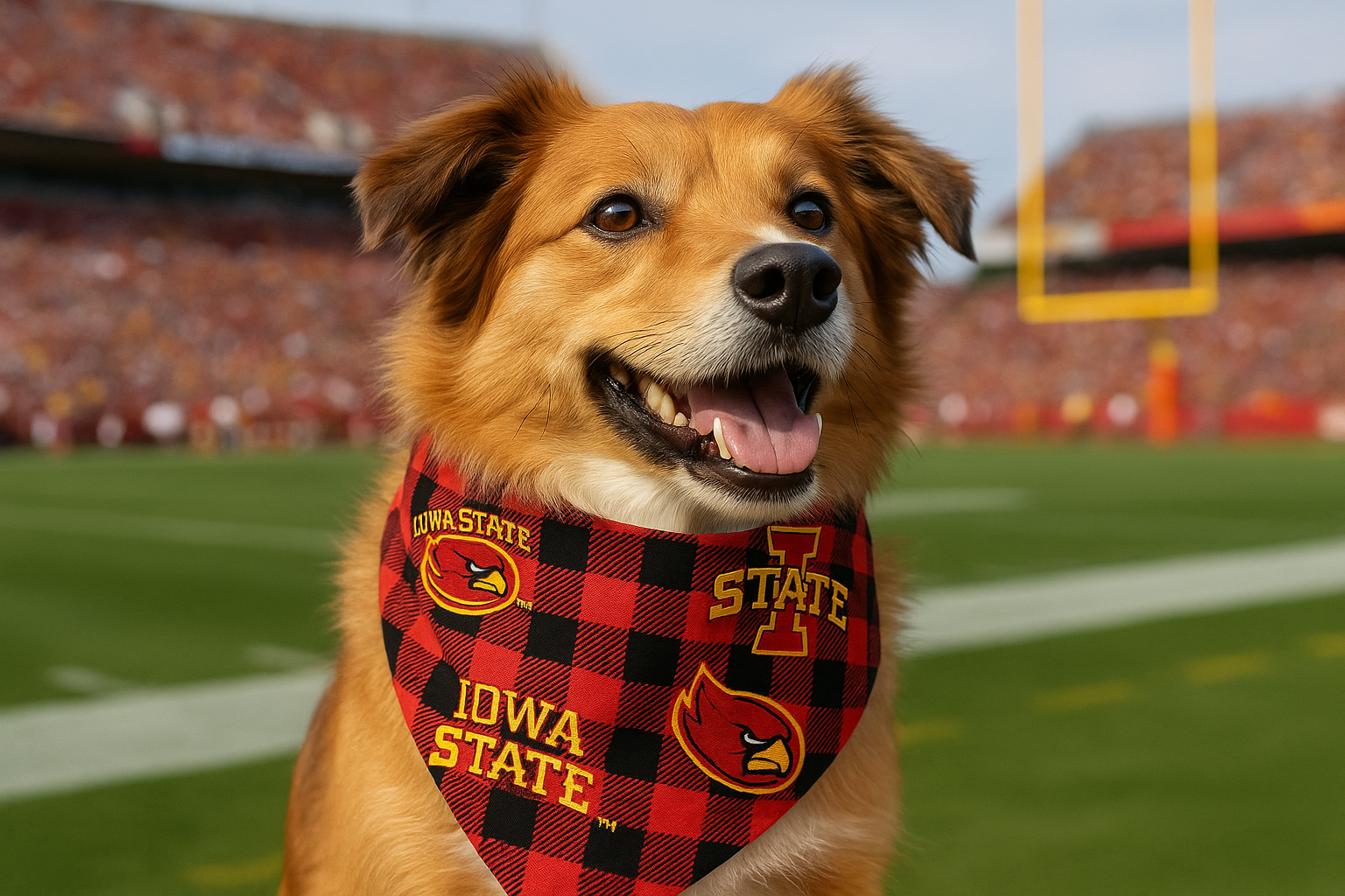Accurate Iowa State Checkered Bandana - Enhanced Product Photo