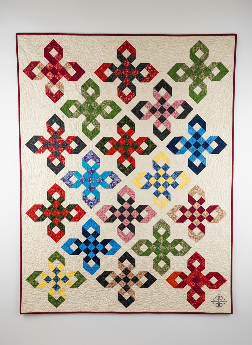 Scrappy Hexagon Quilt - Front View Enhanced