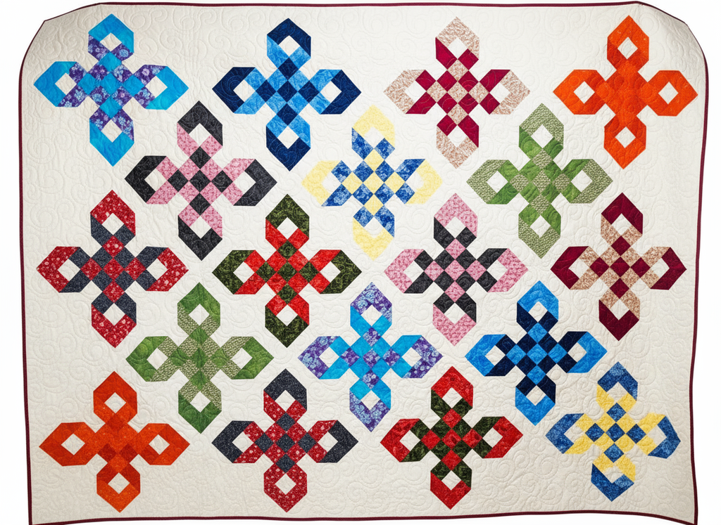 Scrappy Hexagon Quilt - Detail View Enhanced