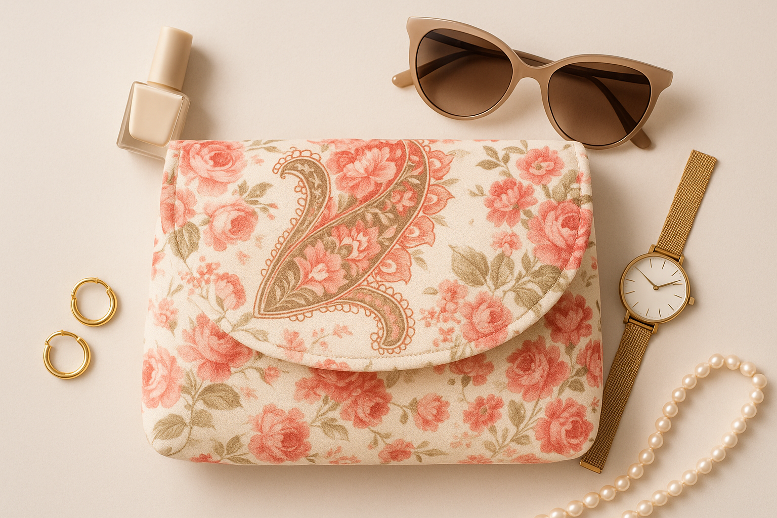 Lifestyle Shot - Coral Bloom Clutch Perfect Companion