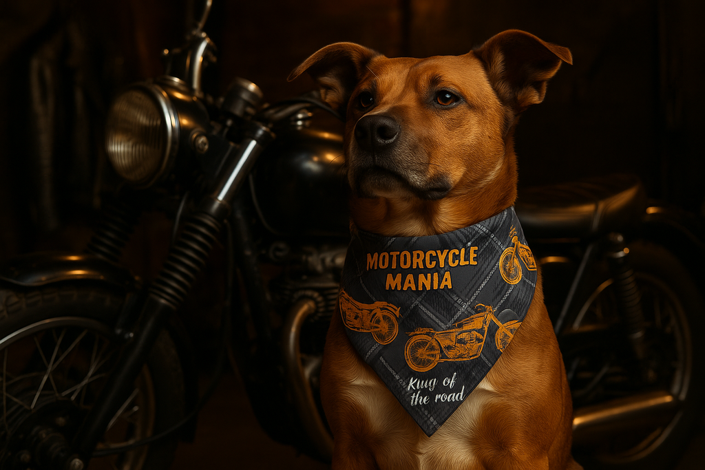 Motorcycle Mania Bandana Lifestyle Photo with Actual Bandana