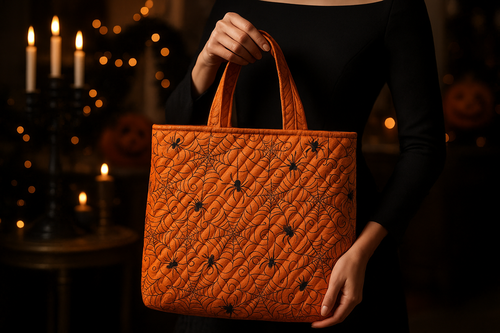 Premium Quilted Sparkly Spider Tote Bag showcasing luxury construction