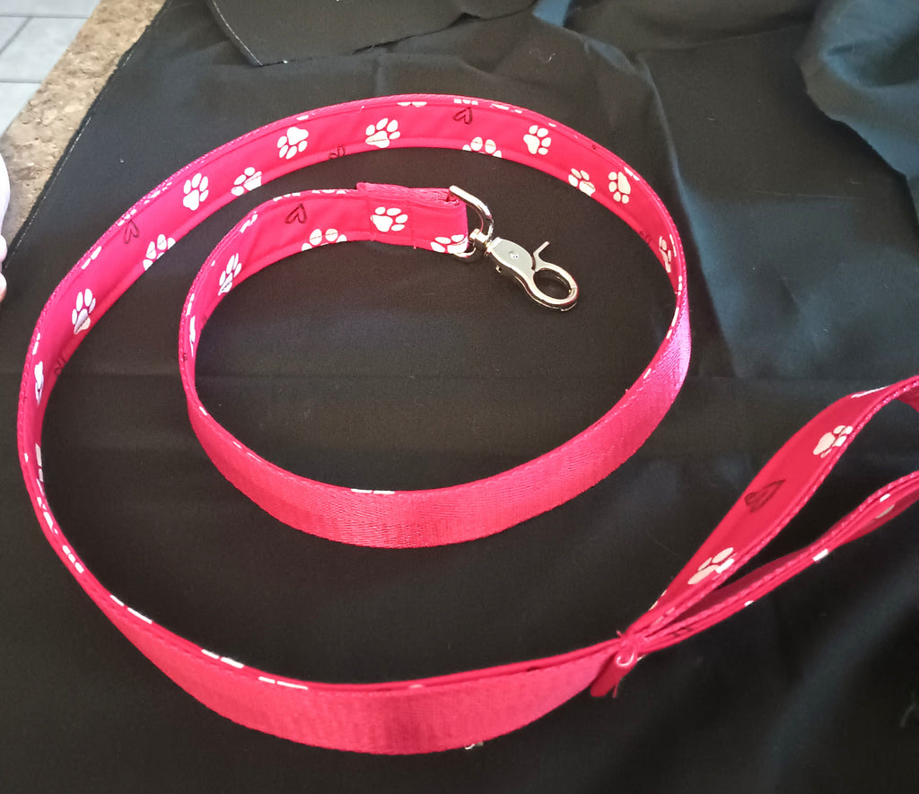 Red Paws & Hearts Leash - Big Paw Collection