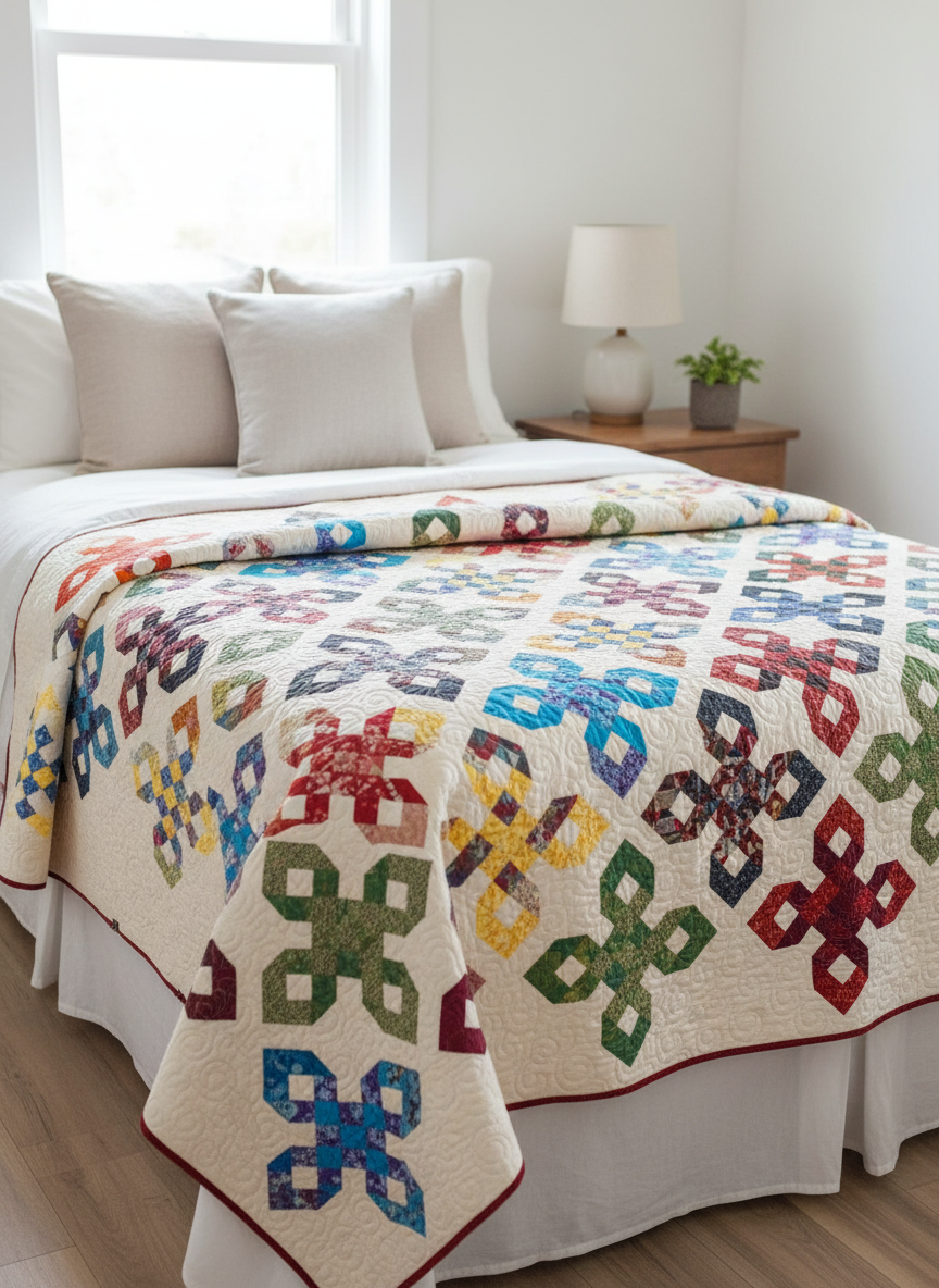 Scrappy Hexagon Quilt - Lifestyle Photo (Quilt Only)