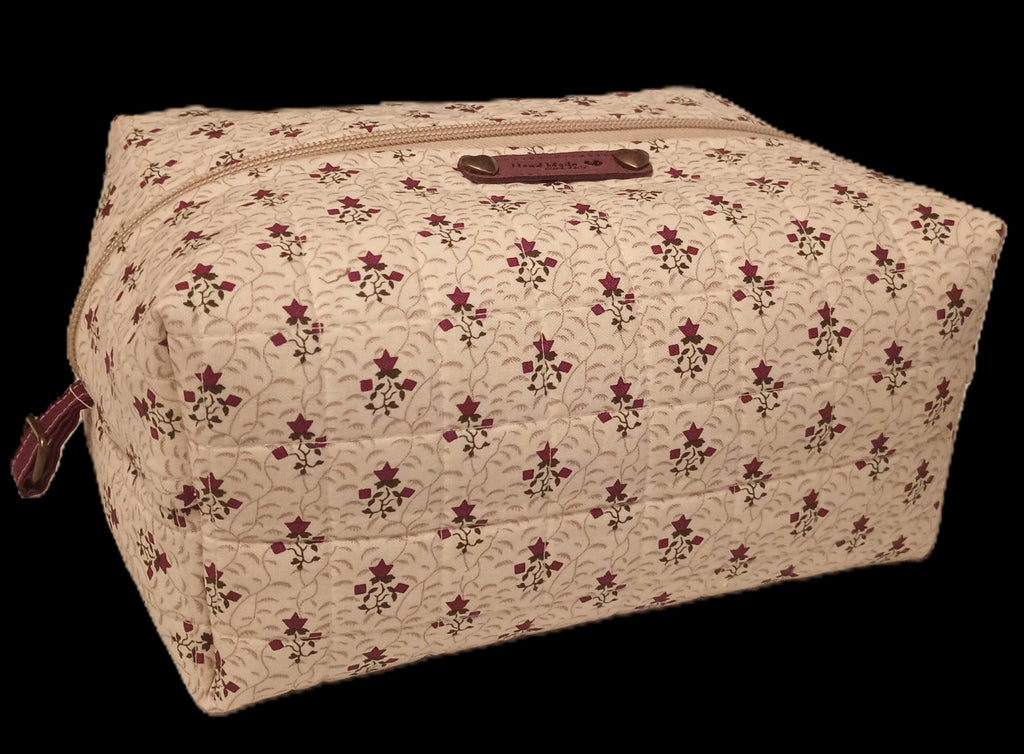 Vines and Ivy Quilted Makeup Bags Set - Handcrafted Botanical Cosmetic Pouches